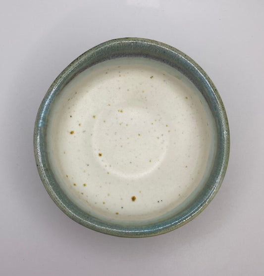 Blue, Green & Aqua Glaze on White Clay Handmade Chawan Matcha Bowl (Small)