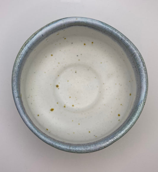 Blue, Green & Aqua Glaze on White Clay Handmade Chawan Matcha Bowl (Large)