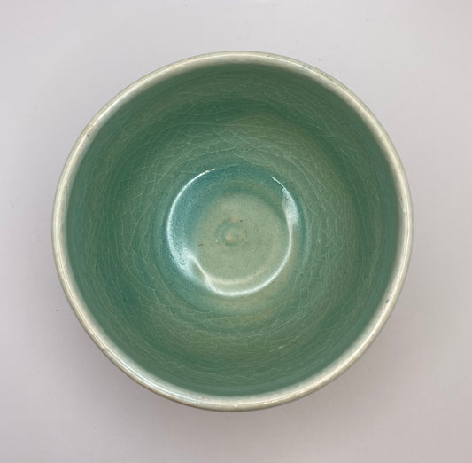 Marine Crackled Glaze on Brown Clay Handmade Chawan Matcha Bowl (Large)