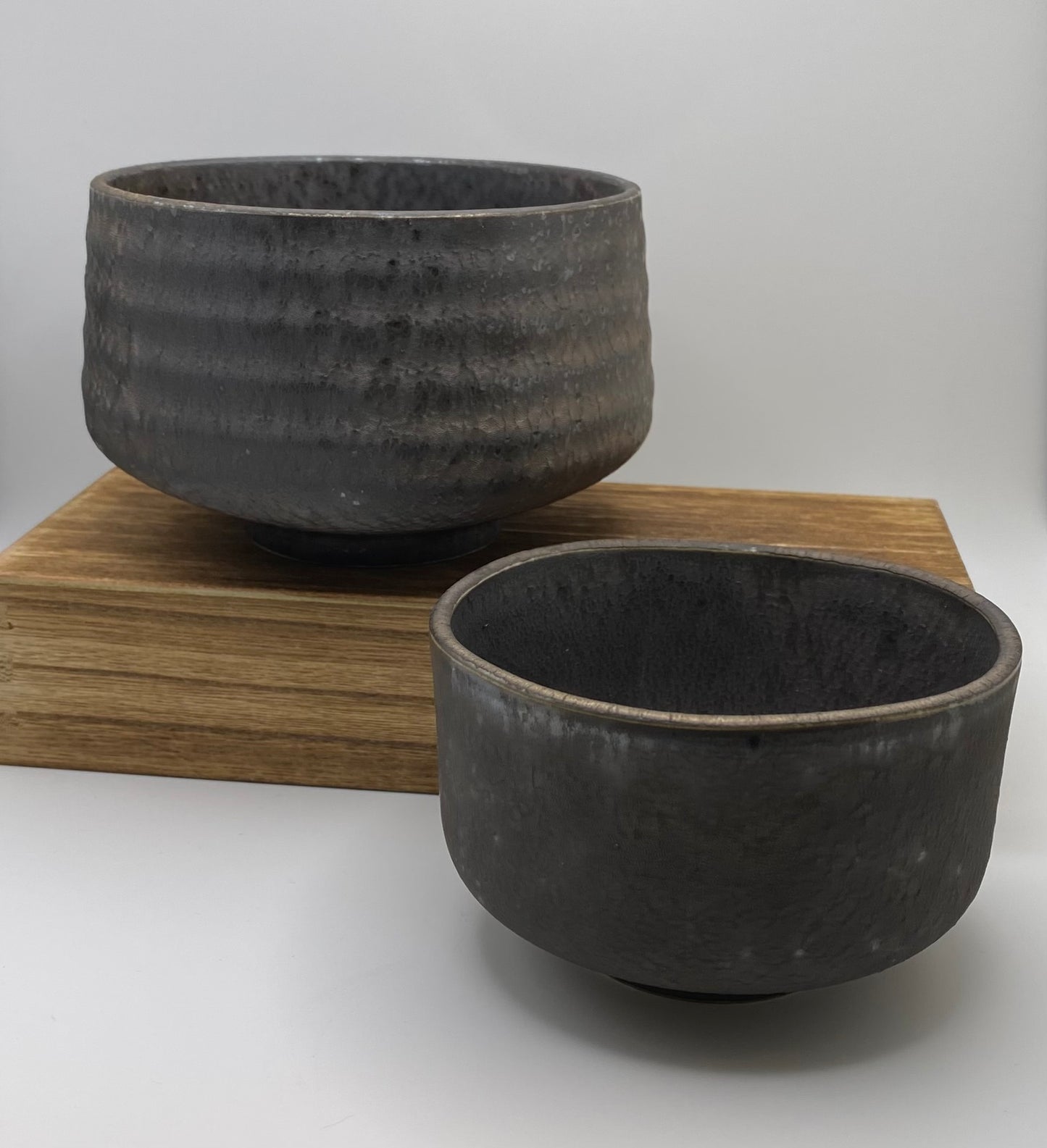 Brushed Metallic Glaze Handmade Chawan Matcha Bowl (Large)