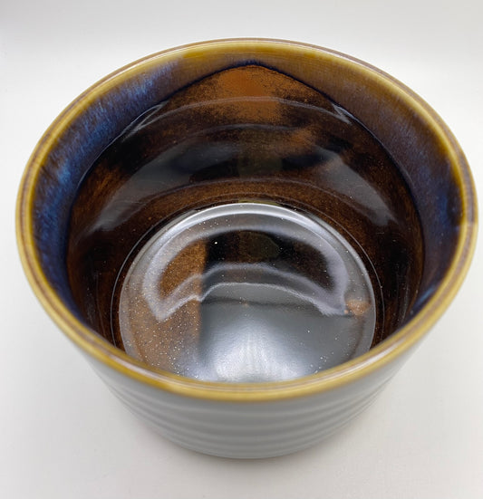 Brown & Blue Deep Dark Glaze Handmade High Profile Chawan Matcha Bowl (Large)