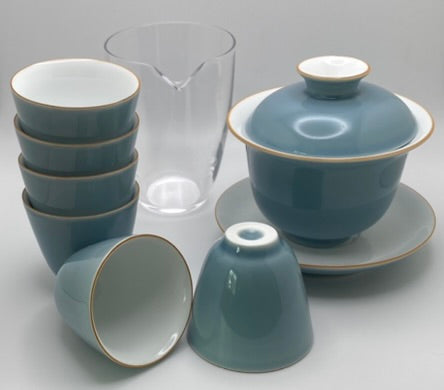 Porcelain Gaiwan Gong Fu Tea Set (10 pc)