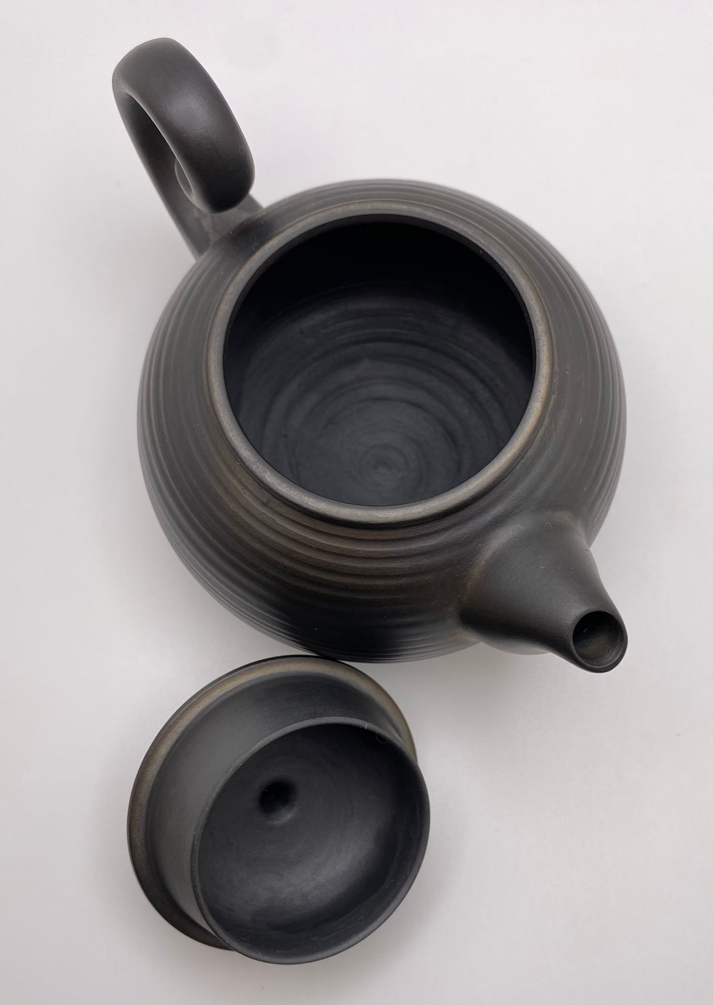 Master Lin's Hand-thrown Floating Scorpion Handle Black Smoke Pan Hu Tea Pot 140ml