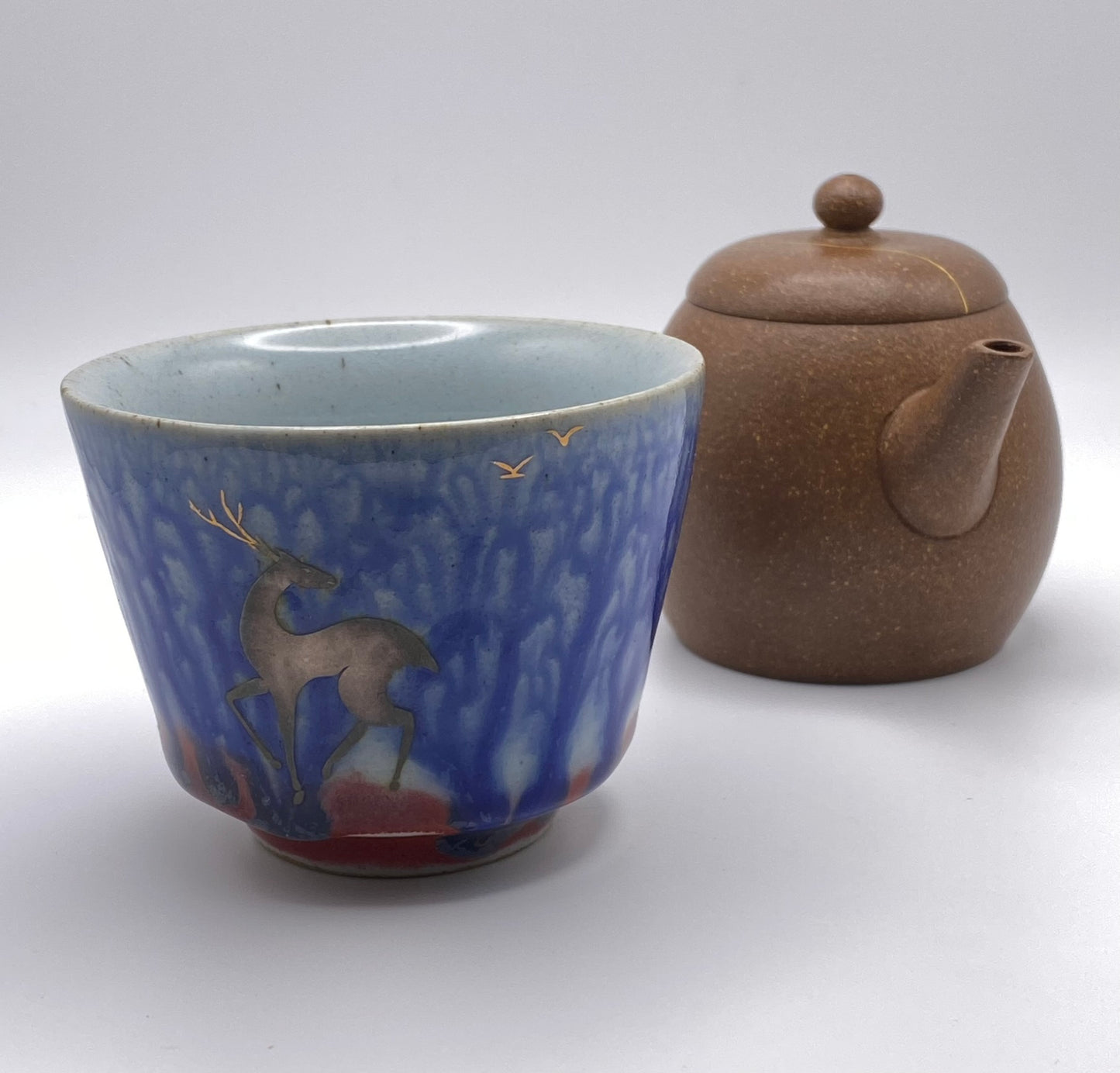 "Starry Night Deer" Glazed Ceramic Tea Cup 70ml