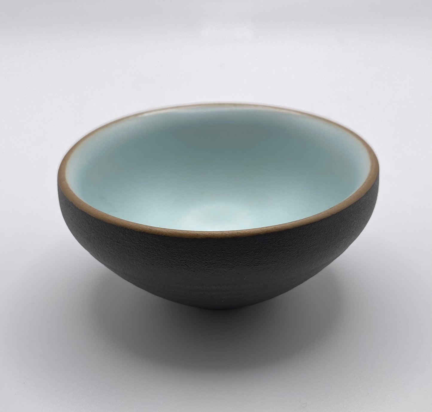 "Ripple" Coarse Black Japanese Pottery Tea Cup Celadon Glazed Interior 45ml