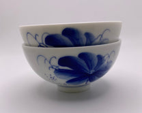 Hand-painted Blue Lotus Half-Moon Mingyue Porcelain Cup