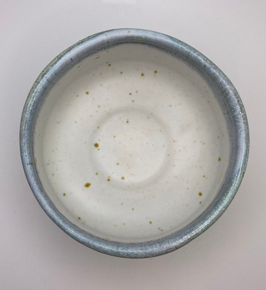 Blue, Green & Aqua Glaze on White Clay Handmade Chawan Matcha Bowl (Large) 