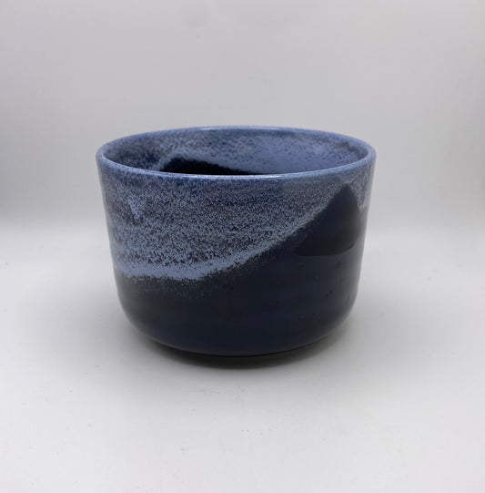 Blue & White Sea Foam High Profile Handmade Chawan Matcha Bowl (Large) 