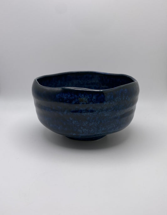 Deep Blue Glaze Handmade Wabi Sabi Chawan Matcha Bowl (Large) 