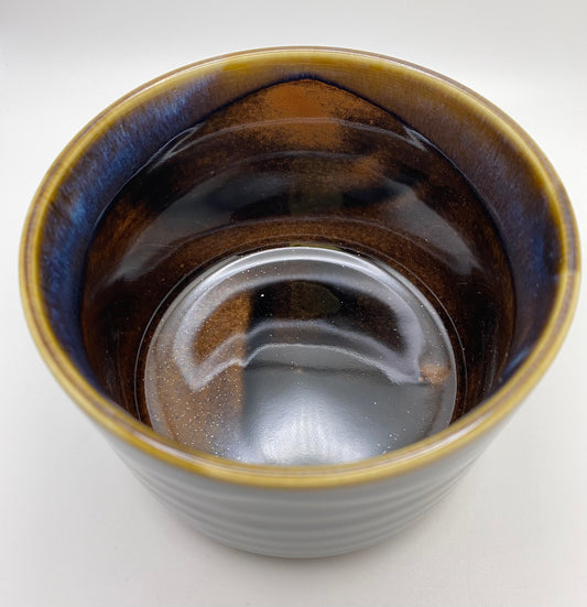 Brown & Blue Deep Dark Glaze Handmade High Profile Chawan Matcha Bowl (Large) 