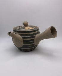 Black and White Striped Clay Kyusu