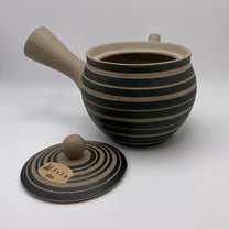 Black and White Striped Clay Kyusu