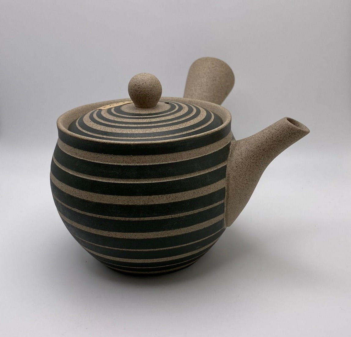 Black and White Striped Clay Kyusu