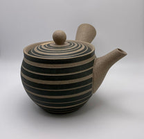 Black and White Striped Clay Kyusu