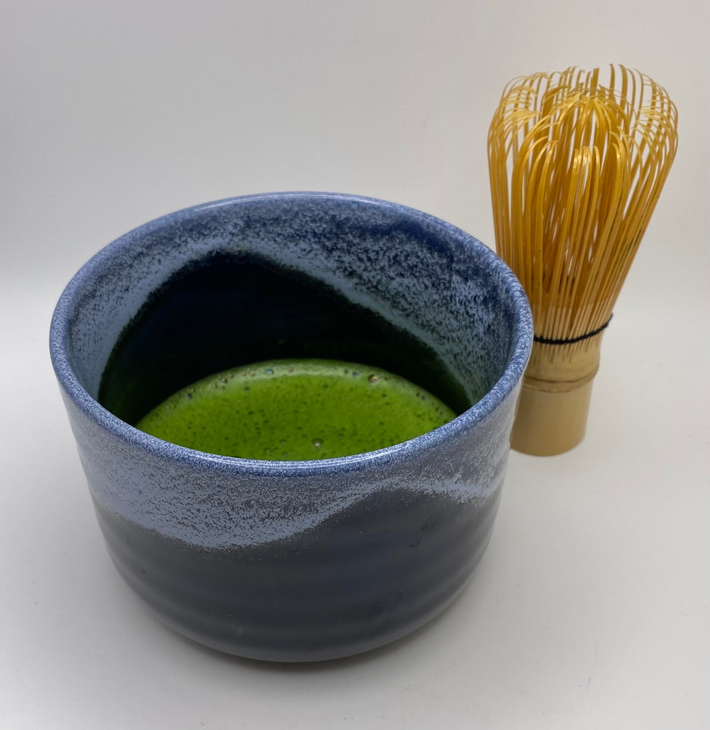 Blue & White Sea Foam High Profile Handmade Chawan Matcha Bowl (Large)