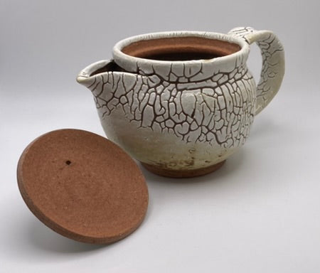 Kairagi White Hagi Ware Back Handle Tea Pot by Mukuhara Kashun