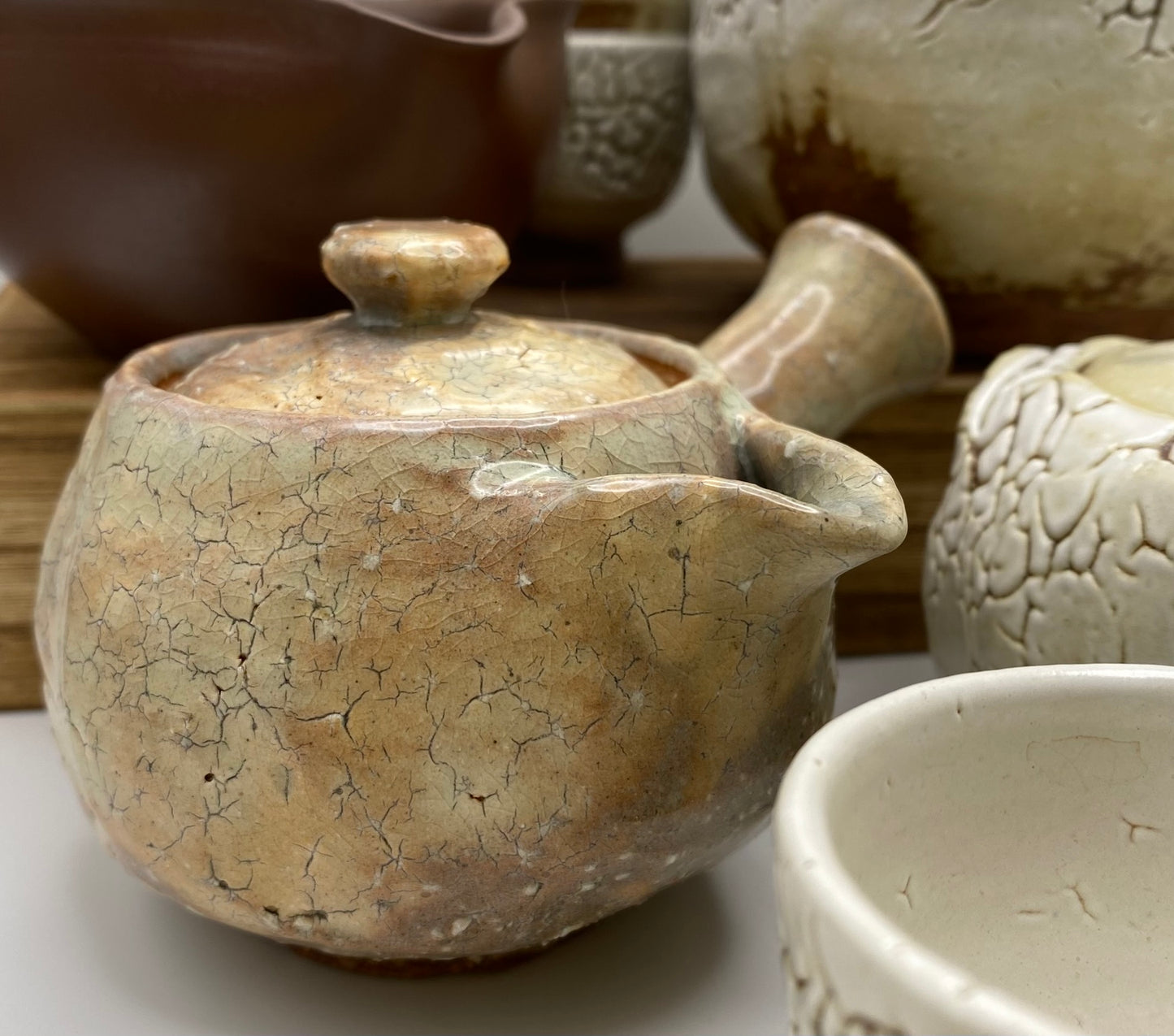 Tsuchinohana Kyusu Hagi Ware by Mukuhara Kashun
