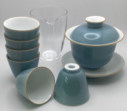 Porcelain Gaiwan Gong Fu Tea Set (10 pc) 