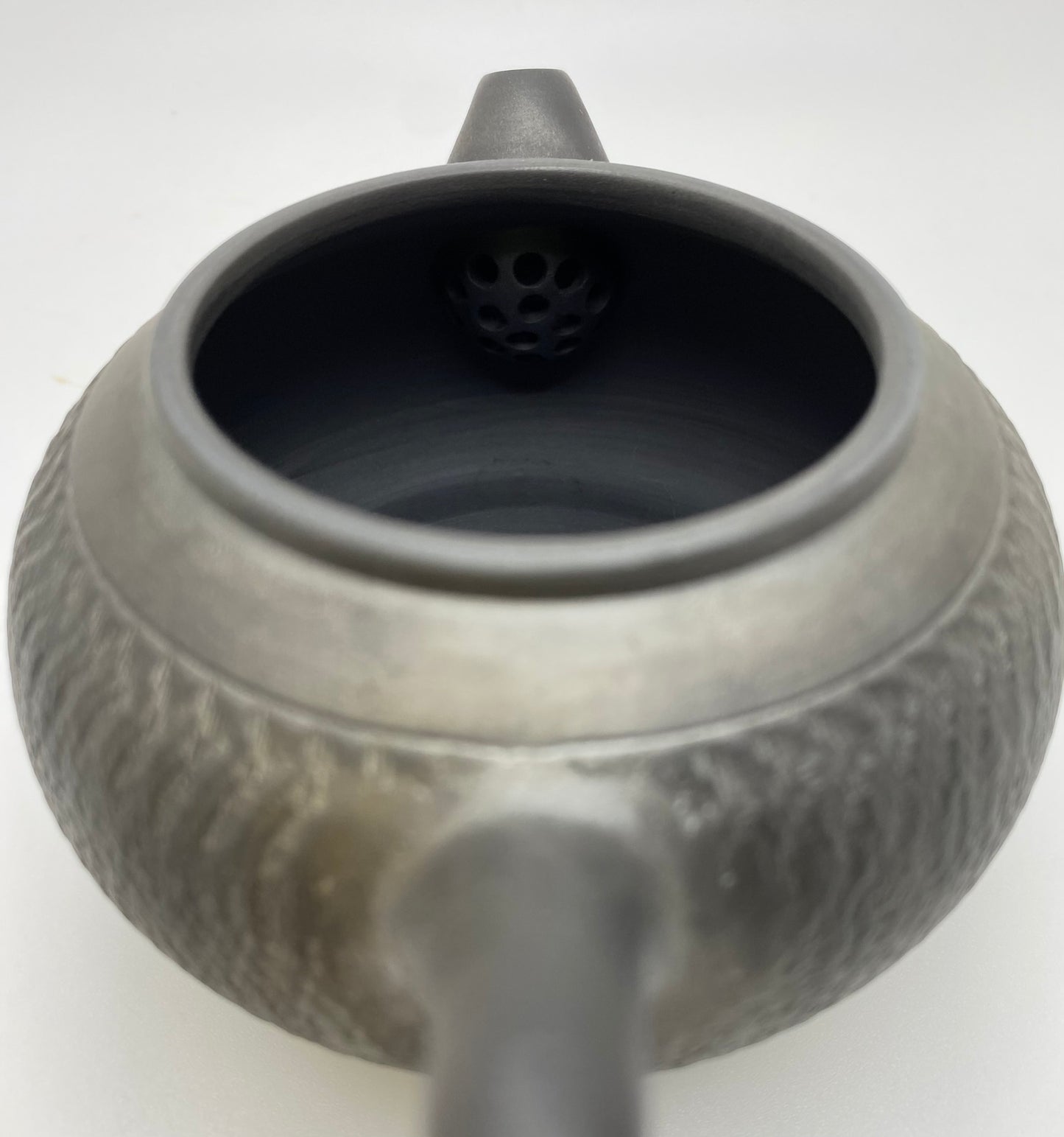 Master Lin's Hand-thrown Knifed Smoked Black Clay Feng Gu Tea Pot 150ml