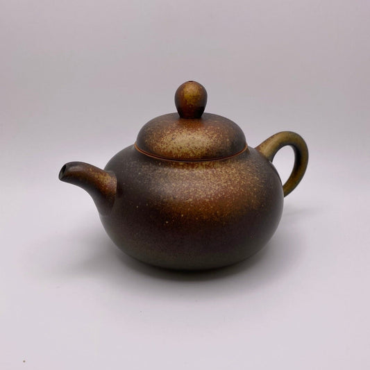 Bai Mu Quan's Handmade Ash Glazed Yellow Clay Gourd Shaped Tea Pot 160ml 