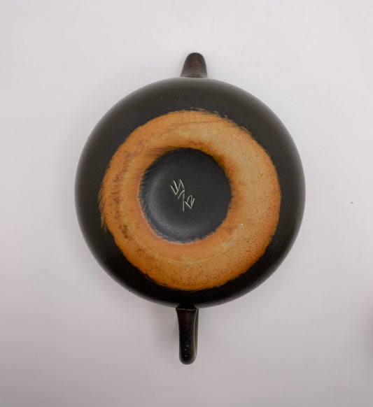 Bai Mu Quan's Handmade Ash Glazed Yellow Clay Gourd Shaped Tea Pot 160ml 