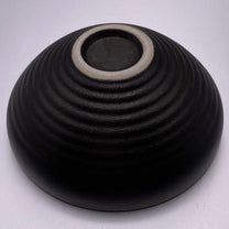 "Ripple" Coarse Black Japanese Pottery Tea Cup Celadon Glazed Interior 45ml