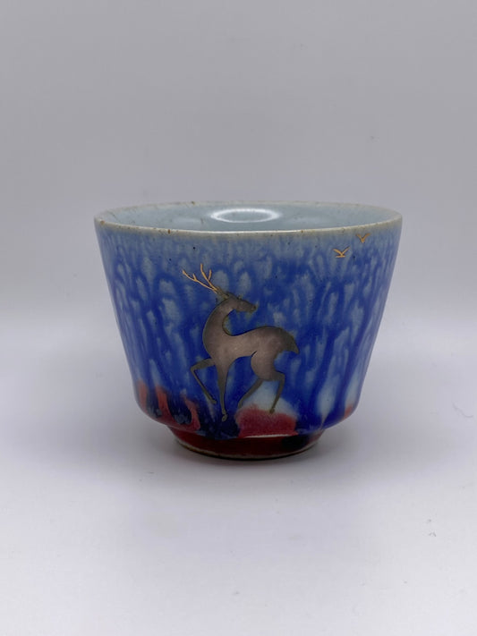 "Starry Night Deer" Glazed Ceramic Tea Cup 70ml 
